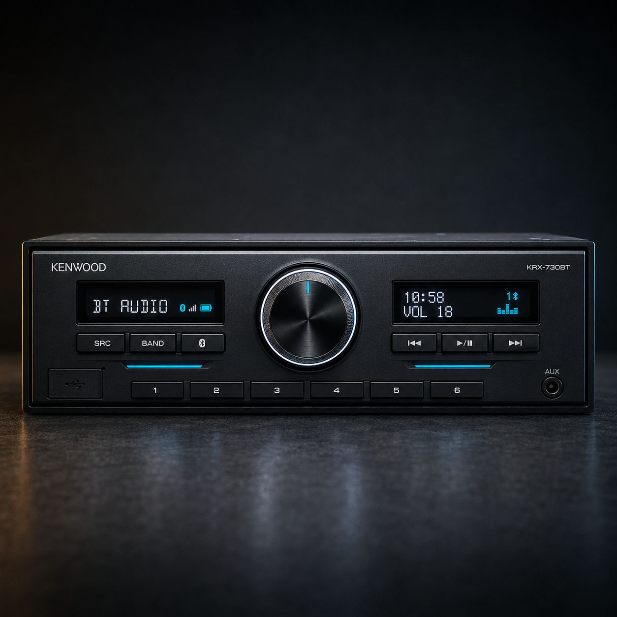 Kenwood KRX-730BT Single-DIN Bluetooth Digital Media Receiver - Refurbished
